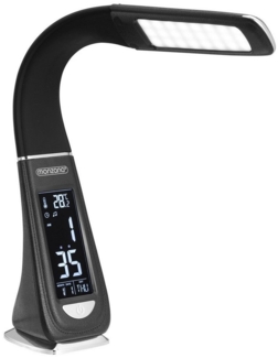 monzana 'Lilly' Schreibtischlampe, schwarz, LED, mit Display für Kalender, Uhr, Wecker & Thermometer