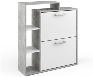 Schuhkipper Orlando Weiß/Beton 24.5 x 90 cm Vicco