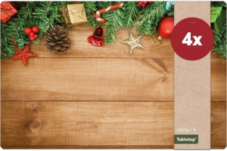 matches21 HOME & HOBBY Platzset Abwaschbare Tischsets 4er Set Weihnachten Holz Deko, (4-St), Platzsets als Tisch-Untersetzer und Tisch-Deko für Esstisch Teller