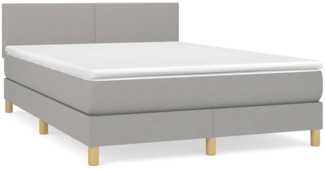 vidaXL Boxspringbett mit Matratze Hellgrau 140x190 cm Stoff 3140449