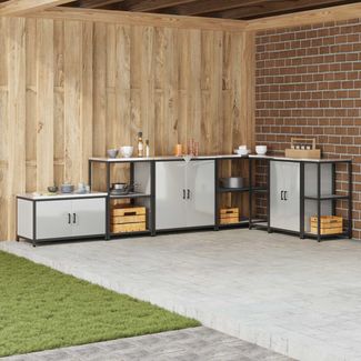 Küchenaufbewahrung, BuffetSchrank mit Regal Silber 60 x 50 x 92 cm Stahl