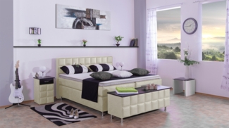 Meisterbetten Boxspringbett Peru 180x200 in MS-Nature, Matratzenbezug Nano, Komfortschaum-Topper