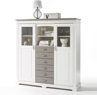 Highboard weiß Kiefer massiv Cordoba