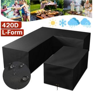 Jibenhome Gartenmöbel-Schutzhülle Gartenmöbel Abdeckung L-Form 420D Terrassenmöbel Abdeckplane Anti-UV, Loungemöbel Schutzhülle Ecksofa Winddicht Regenschutz und Staubfest