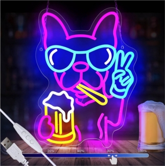 MUPOO LED Dekolicht LED-Neonschild,Dackel Skateboard Hund,LED Neon Sign Acryl Wandleuchte, Dimmbar USB Partybeleuchtung Nachtlicht,Gaming Wanddekoration,Pet Shop