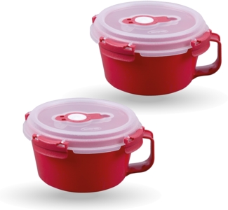 Frischhaltedosen für Lebensmittel ( 0,84 L ) - 2er Pack "Rot" - Vorratsdose luftdicht, Aufbewahrungsbox Meal Prep Box, Frühstücksschale, BPA Frei