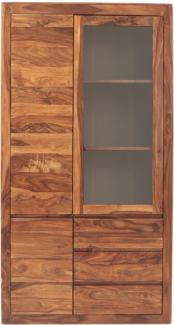 Vitrine Tina 100x190x45 aus Sheesham-Massivholz