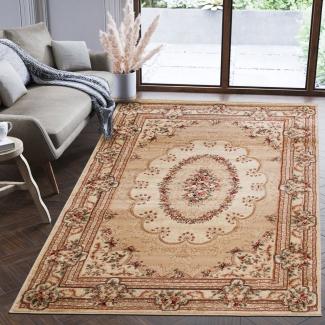 Mazovia Orientteppich Oriente Teppich - Traditioneller Teppich Orient Beige, 60 x 100 cm, Geeignet für Fußbodenheizung, Pflegeleicht, Wohnzimmerteppich