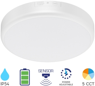 LED Deckenleuchte mit Notlicht Bewegungsmelder 4CCT Farbwahl Dimmbar 10W 20W IP54 Akku bis 4 Stunden