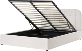 Bett mit Stauraum Stoff CHALLANS 160 x 200 cm Cremeweiß