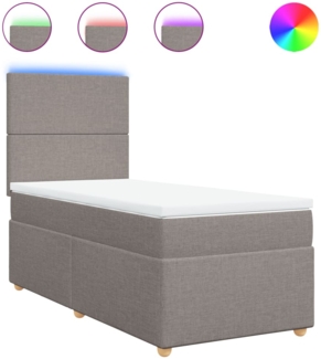 vidaXL Boxspringbett mit Matratze Taupe 90x200 cm Stoff 3293460