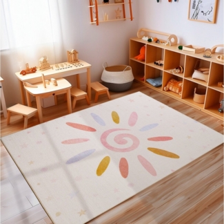 Carpettex Kinderteppich Floral-Sonne, Rechteckig, Höhe: 7 mm, Jungen-Mädchen Babyzimmer Teppich Kinderzimmer