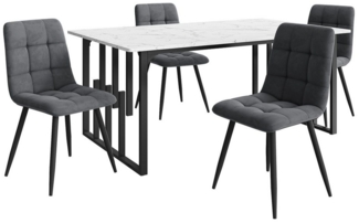 OKWISH Essgruppe Esszimmerstuhl, Esstisch mit 4 Stühlen Set Küchetisch Samt, Metallbeine