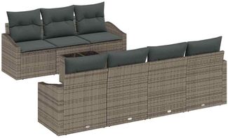 vidaXL Sofa Set mit Kissen mit Kissen 8 pcs Grau Poly-Rattan 3346629
