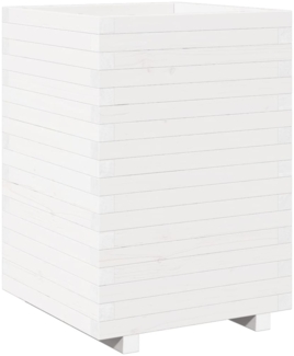 vidaXL Pflanzkübel Weiß 50x50x72,5 cm Massivholz Kiefer 3282575