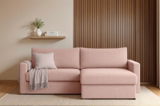 Ecksofa Sofa mit Schlaffunktion BENDIK Stoff Faro Rose Ottomane Rechts