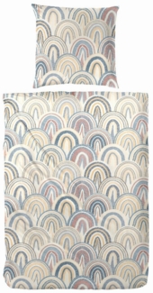 Primera Renforce Bettwäsche 155x220 Regenbogen Muscheln blau ocker rost 123098-73