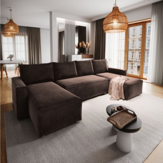 Masseno Ecksofa DENI mit Schlaffunktion U-Form, Sofa mit Bettkasten