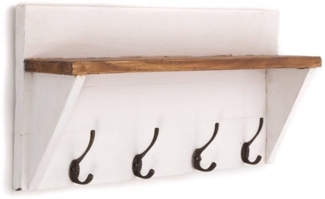 DESIGN DELIGHTS Wandgarderobe WANDGARDEROBE MIT REGAL "VINTAGE", 60x26cm (BxH), Kleiderhaken, Fa