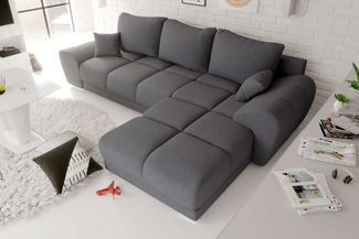 99rooms Antalya Ecksofa Strukturstoff NEVE Anthrazit Rechts mit Schlaffunktion