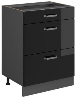 Vicco Unterschrank R-Line Schwarz Hochglanz/Anthrazit 60cm ohne Arbeitsplatte