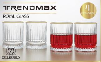 Zellerfeld 4er Trinkgläser-Set transparent mit Gold Umrandung Wassergläser Saftgläser Royal Glas