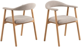 Holzstuhl >Addi< (2er-Set) in Beige, Stoff, Massivholz - 56x75,5x54cm (BxHxT)