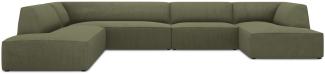 Micadoni 7-Sitzer Panorama Ecke links Sofa Ruby | Bezug Green | Beinfarbe Black Plastic