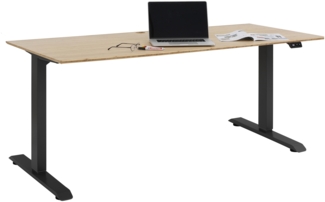 Schreibtisch >e-desk< in Bambus/anthrazit - 150x72x80 (B/H/T) elektrisch verstellbar
