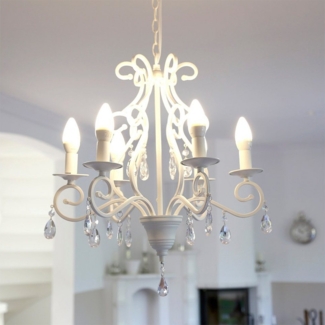 Grafelstein Kronleuchter Kronleuchter SOUTHAMPTON weiß mit Kristallen 6-armig Long Island Hampt