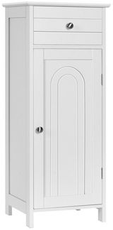 COSTWAY Badezimmerschrank Badschrank weiß, Bodenschrank Toilettenschrank mit verstellbarem Regal & Schublade, Standschrank Midischrank freistehend für Badezimmer Wohnzimmer Küche