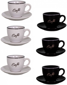 6er Set weiß u. schwarz Espressotassen mit Unterteller Antic Line SEB17185+17184