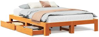 Doppelbett, Betten für Erwachsene, Massivholzbett ohne Matratze Wachsbraun 140x200 cm Kiefernholz de3898