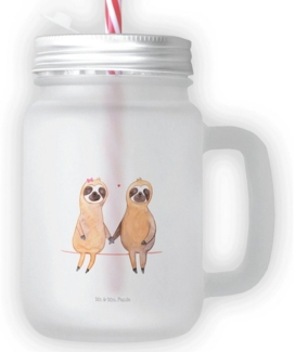 Mr. & Mrs. Panda Cocktailglas Faultier Pärchen - Transparent - Geschenk, Faultier Geschenk, Liebesp, Premium Glas, Stylisches skandinavisches Design