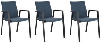 Bizzotto Gartenstuhl ODEON, Aluminium, Blau, 3er Set, Anthrazit, (Set, 3 St), Witterungsbeständig, stapelbar
