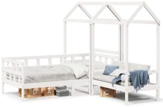 vidaXL Tagesbett Set mit Dach Weiß 80x200 cm Massivholz Kiefer 3282247