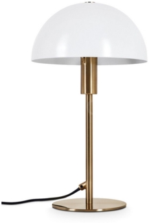 hofstein Tischleuchte moderne Nachttischlampe aus Metall in Weiß/Messingfarben, ohne Leuchtmittel, runde Tischlampe, Ø 20cm, Höhe 35cm, mit An-/Ausschalter, 1 x E14