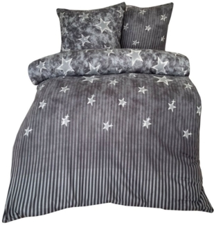 Leonado Vicenti Bettwäsche Winter flauschig warm, Fleece, 2 teilig, Thermofleece kuschelig weich, Sterne