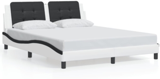 vidaXL Bettgestell ohne Matratze "Zadar" Weiß und Schwarz 160x200 cm Kunstleder 3208197