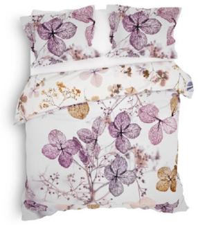 Heckett & Lane Mako-Satin Bettwäsche 135x200 Brigitte Floral pink Blätter Ranken