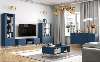 Wohnwand dunkelblau MONTPELLIER-131, modern, 6-teilig mit Couchtisch