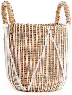 Der Gerade Genähte Makramee-Korb - S - Naturweiß - 30x30x40cm