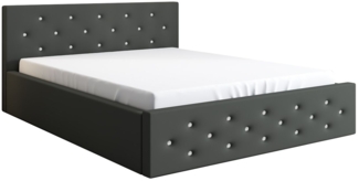Polsterbett VALI-OM 140x200 ohne Matratze, Bettkasten und Lattenrost. Farbe: Graphit 15
