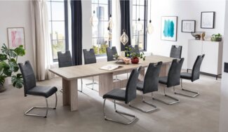 HELA Essgruppe Lia, 11tlg. Sitzgruppe, Extra viel Platz, (Set, 11-tlg, 11tlg.-Set, ausziehbar, Esstisch plus 10 Stühle), Ausziebar 160 - 300 cm