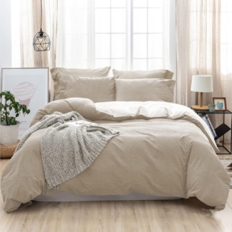 SOULFUL Bettwäsche 135x200 Baumwolle 4tlg Aprikose Stone Washed