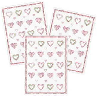 Kracht Geschirrtuch Blumenherzen, (Set, 3-tlg, Set), 3er Pack Geschirrtücher (3 Stück), ca. 50 x 70 cm, Halbleinen bedruckt