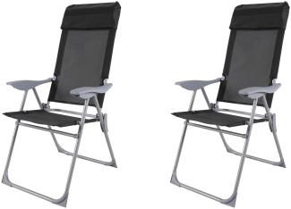 2'er Set Camping Sessel Garten Klappstuhl Campingstuhl Alu Textilen 5 Positionen schwarz