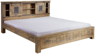 Massivmoebel24 Massivholzbett (Mango 200 x 200 x 105 natur lackiert RAILWAY #143), Mango 200 x 200 x 105 natur lackiert RAILWAY #143