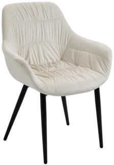 Armlehnstuhl aus Samt mit Steppmuster Creme und Metallgestell 63 x 61 x 81,5
