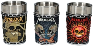 Figuren Shop GmbH Schnapsglas Schnapsbecher - Metallica 3er Set - Metall Band Merchandise Deko Schna, Kunststein (Polyresin), Edelstahl